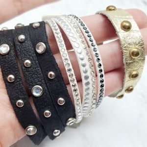 Set of 3 studded leather bracelets